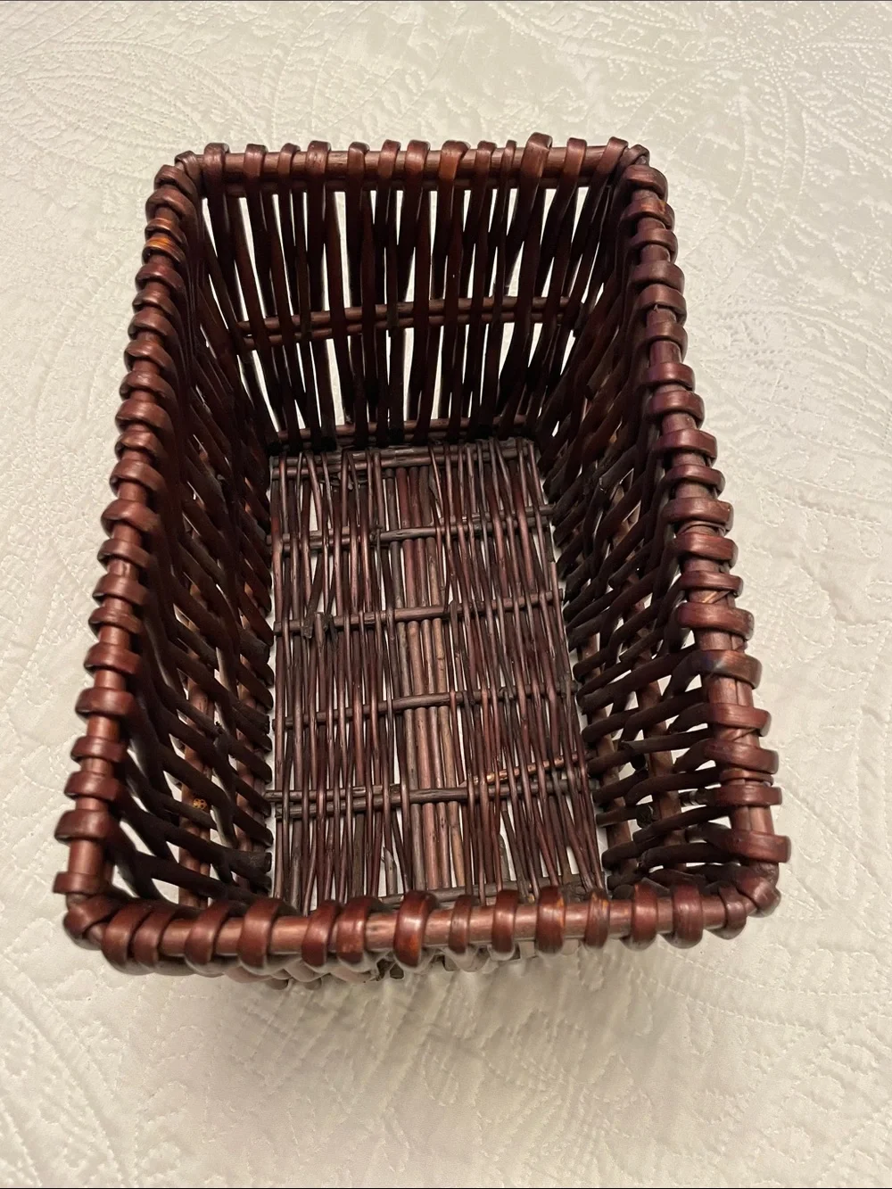Auburn Woven Wicker Rectangular Basket Bin Storage Container Decor